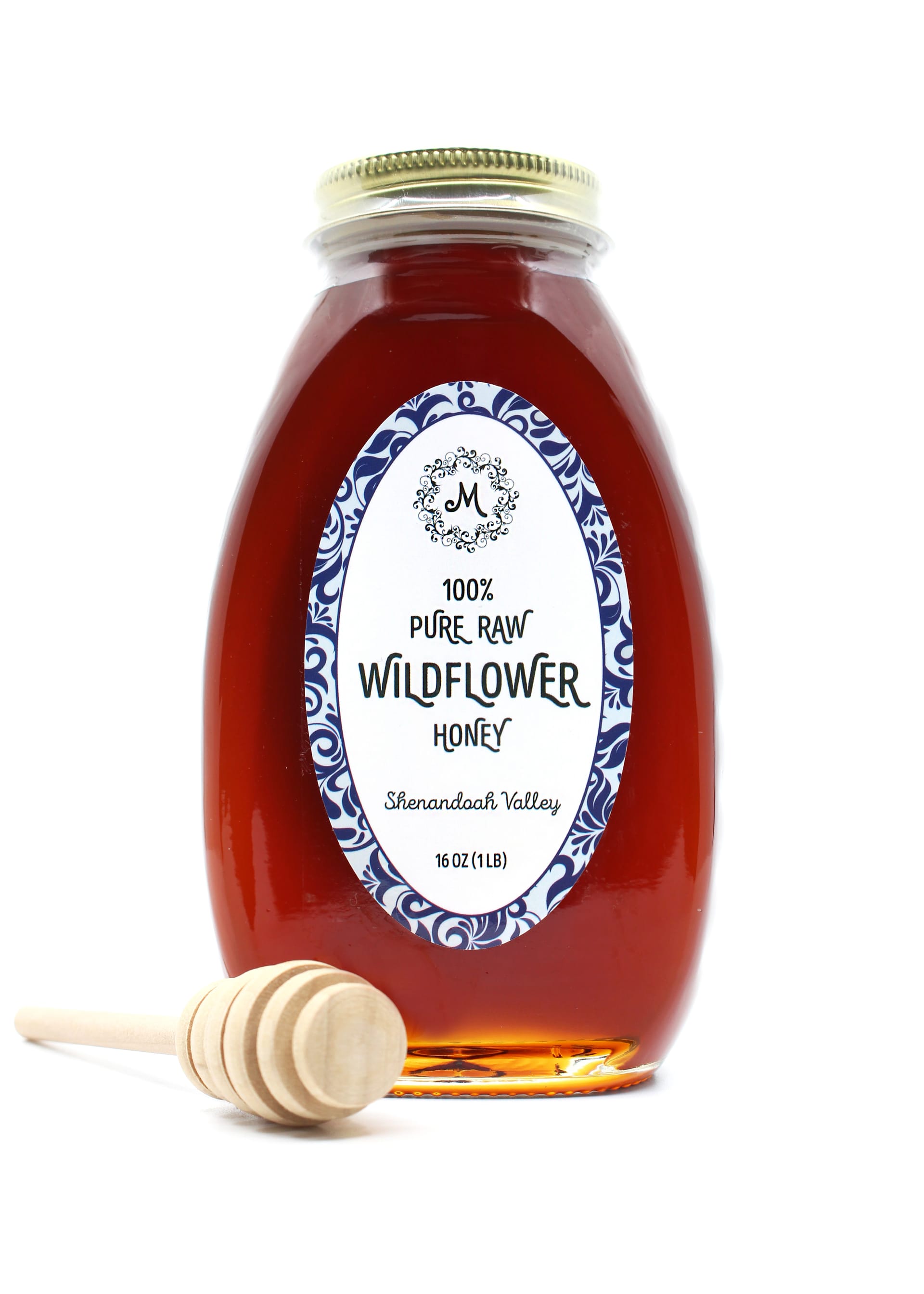 Wildflower, Clover or Chili Honey with Honey Dipper